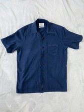 Timothy Everest Cuban Collar Shirt Navy Medium 100% Cotton Japanese Cloth Japan