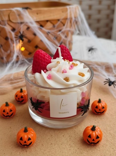 Strawberry cupcake candle - strawberry,