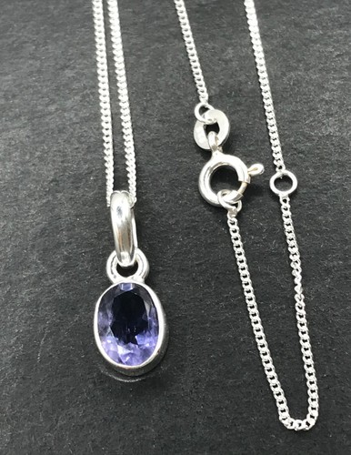 Iolite oval pendant - ,, solid