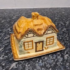 Vintage Keele Street Pottery English cottage Ware Covered Butter / Cheese Dish