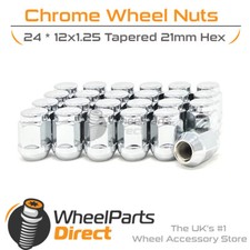 Wheel Nuts (24) 12x1.25 Chrome for Nissan Navara [D22] 97-04 on Original Wheels