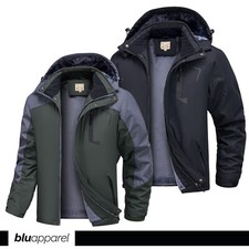 Men's Waterproof Faux Fur Lined Coat Warm Winter Jacket Outdoor Mountain Hiking