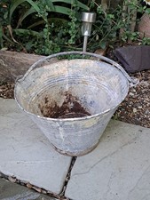 Vintage Galvanised Bucket. Kindling, Coal Storage. Flower Pot Planter (#687)