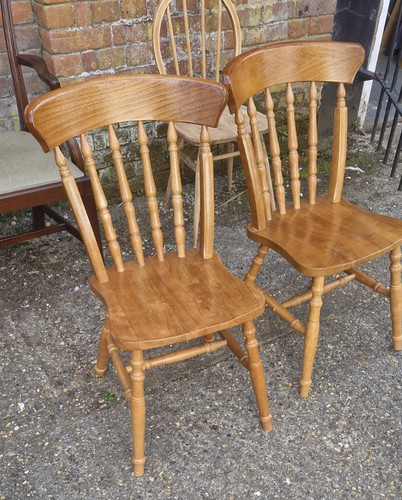 Pair oak dining chairs - dining,