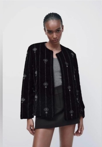 Zara velvet embroidered beaded - embroidered,