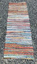 Vintage Handmade Cotton Rag Rug 79.5 x 26 Farmhouse Country Primitive Multicolor
