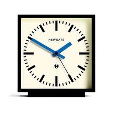 Newgate® Amp Mantel Clock Square Black Contrast Blue Hands Station Dial