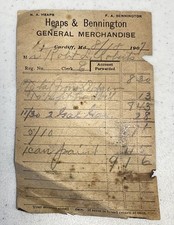 Antique Receipt August 1907