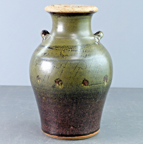 Studio pottery vase green - vase,