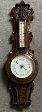 E.G.Wood Carved & Ornate Antique Gothic Oak Banjo Barometer 