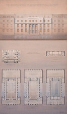 ARCHITECTURE drawing 1928 large 97 x 63 cm ORIGINAL pen ink pencil and wash