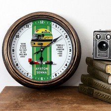 Ayrton Senna Clock F1 Racing Helmet Garage Champion Hanging Wall Gift KRC30