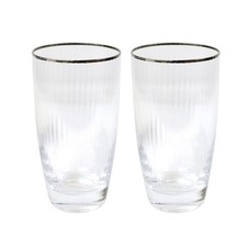2pc Tumblers Clear Silver Rim