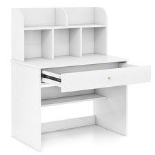 Home School Students Learning Workstation Study Desk with Storage-White