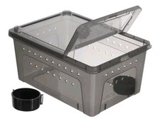 Plastic Reptile Terrarium with Feeding Box, Habitat Flat Faunarium Pet Breeding