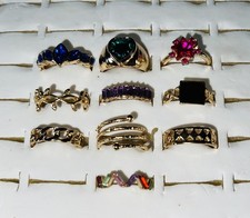 Bundle of 10 Chunky Gold Coloured Costume Jewellery RINGS All different GND
