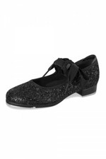 BLOCH Girls Glitter Tap Shoes Elastic Fastening Bloch Techno Taps Black S0351G 