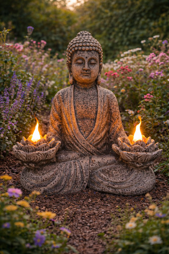 Solar buddha garden ornament - solar,