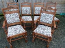 LOVELY VINTAGE SET OF 6 LIGHT OAK DINING CHAIRS INCLUDES 2 CARVERS. VGC