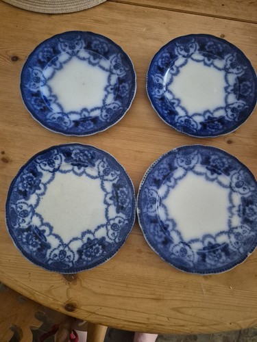 Flow blue antique plates - antique,