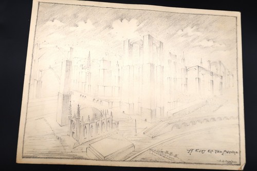 Vtg pencil sketch artwork - pencil,