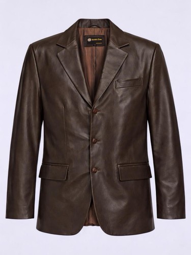 Vintage brown leather blazer - vintage,