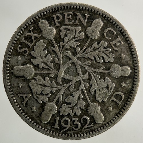 1932 george sixpence silver - v,