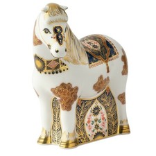 Royal Crown Derby Old Imari Solid Gold Band Shetland Pony Paperweight - Ltd Ed