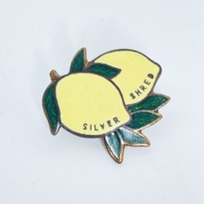 Vintage Robertson's Silver Shred Lemons H.W. Miller Enamel Pin Badge Brooch