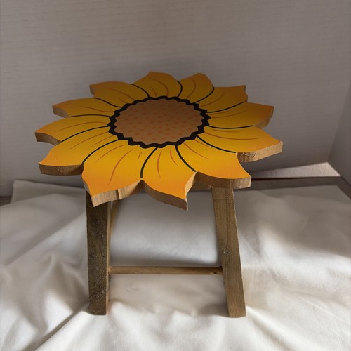 Sunflower decor wooden stool - sunflower,