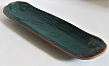 Vintage RAY WARE Studio pottery Green Terracotta  GARLIC BREAD Dish / Tray