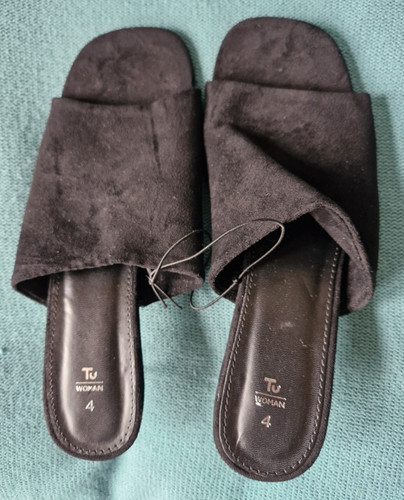 Ladies black suede mules - tu,