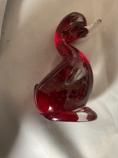 Whitefriars Vintage 6” Dilly Duck Ruby Red with Clear Beak 1960/70s