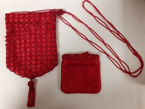 Red unusual satin beaded - red,
