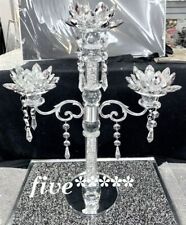 3 Tier Lotus CANDLE HOLDER Crushed Diamond Silver Crystals Filled Romany Bling