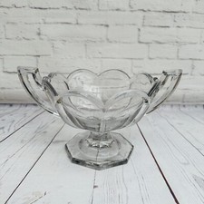 Krys-tol Krystol Large Footed Glass Bowl With Handles Davidson Chippendale 1930s