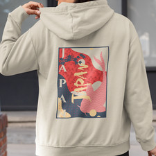 Japanese Koi Carp Hoodie Pullover - Front and Back Print Japanese Tattoo Art