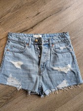 H&M Blue Denim Ripped Cotton ladies Shorts Size 6