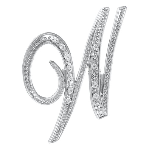 Letter silver brooch - letter, w