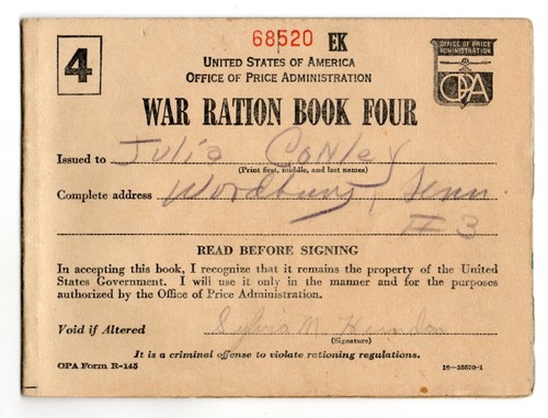 Wwii war ration book four - wwii,