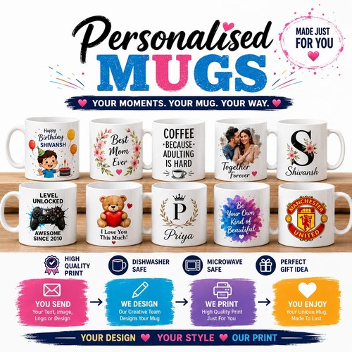 Personalised custom mug text - personalised,