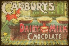 Cadbury's Chocolate Elf Advert Aged Look Vintage Retro Style Metal Sign Plaque