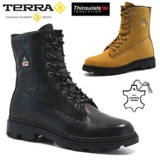 MENS LEATHER BOOTS ARMY HIKING COMBAT WALKING ANKLE WARM WINTER TRAIL SHOES SIZE