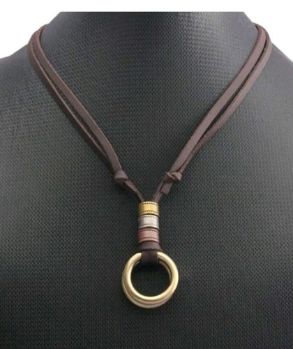 Mens brown leather necklace - mens,