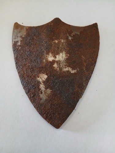 Vintage metal shield plate - vintage,