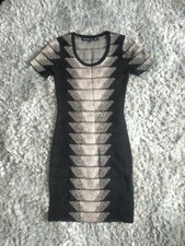 French Connection Dress Bodycon Spotlight Fleck Jacquard Black Birch Size 10