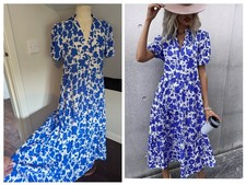 Zara Blue White Floral Long