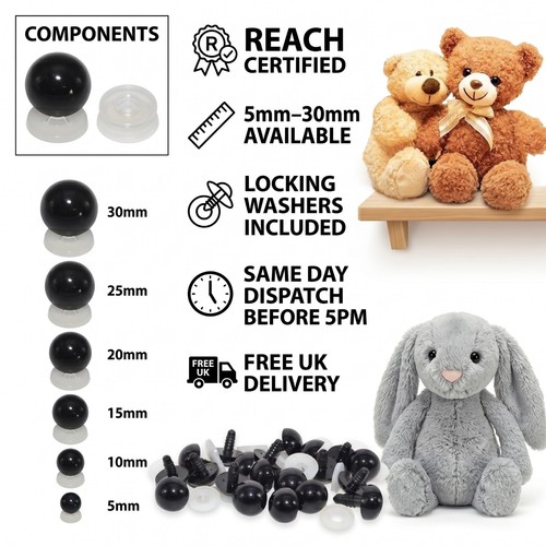 Black safety eyes for - eyes, crochet