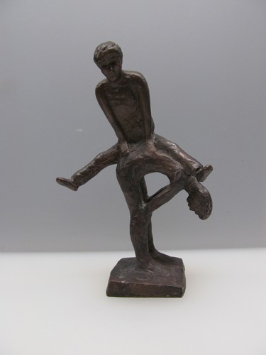 Two men jumping buck abstract - two,