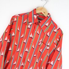 Vintage 70's Dagger Collar Mens Shirt Disco Patterned SZ S (V792)